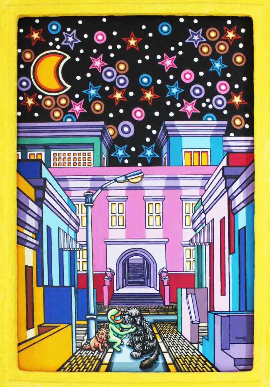 Long Street, a richly coloured city lane beneath a starry sky